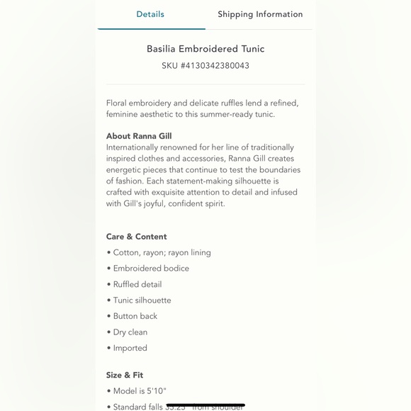 🍑ANTHROPOLOGIE x Ranna Gill Basilia embroidered tunic swiss dot shift dress🍑 - Picture 9 of 9